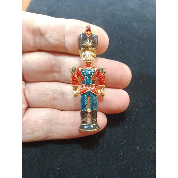 Beautiful Christopher Radko Rhinestone Nutcracker Pin Brooch - Picture 1 of 6